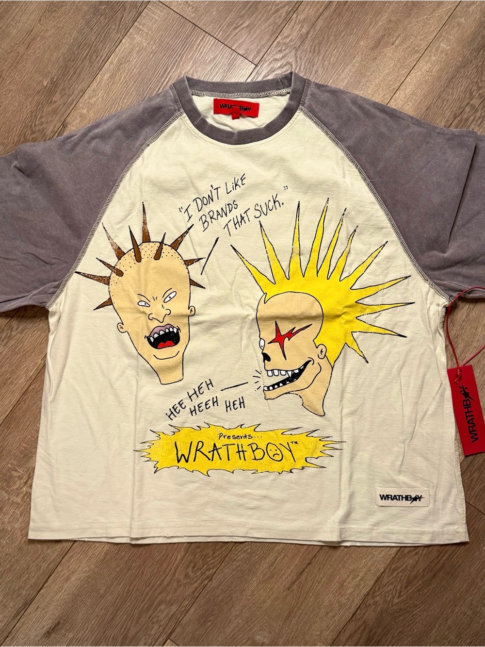WRATH BOY Beavis & Butthead “Your Brand Sucks” Raglan Tee Size Medium Oversized